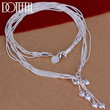 925 Silver 5 Snake Chain Heart Necklace for Woman Wedding Engagement Jewelry