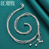 925 Silver 5 Snake Chain Heart Necklace for Woman Wedding Engagement Jewelry