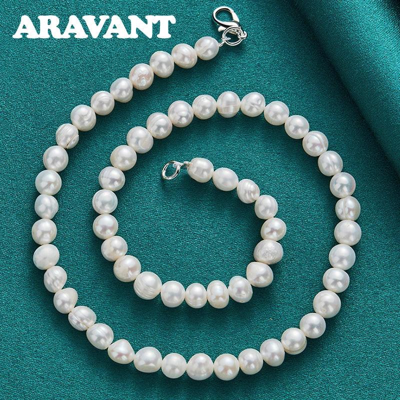 925 Silver Pearl Necklace Chain for Women Wedding Jewelry