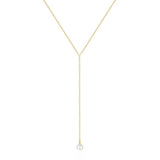 925 Silver Pearl Pendant Y-shape Chain Necklace Choker Women Jewelry