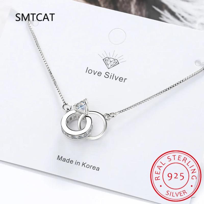 Geometric Zircon Charm Bracelet for Women Double Circle Design