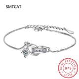 Geometric Zircon Charm Bracelet for Women Double Circle Design