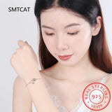 Geometric Zircon Charm Bracelet for Women Double Circle Design