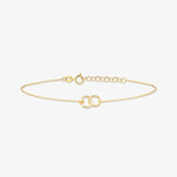 925 Silver Double Circle Charm Bracelet Twisted & Smooth Hoops Stackable