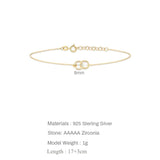 925 Silver Double Circle Charm Bracelet Twisted & Smooth Hoops Stackable