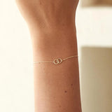 925 Silver Double Circle Charm Bracelet Twisted & Smooth Hoops Stackable