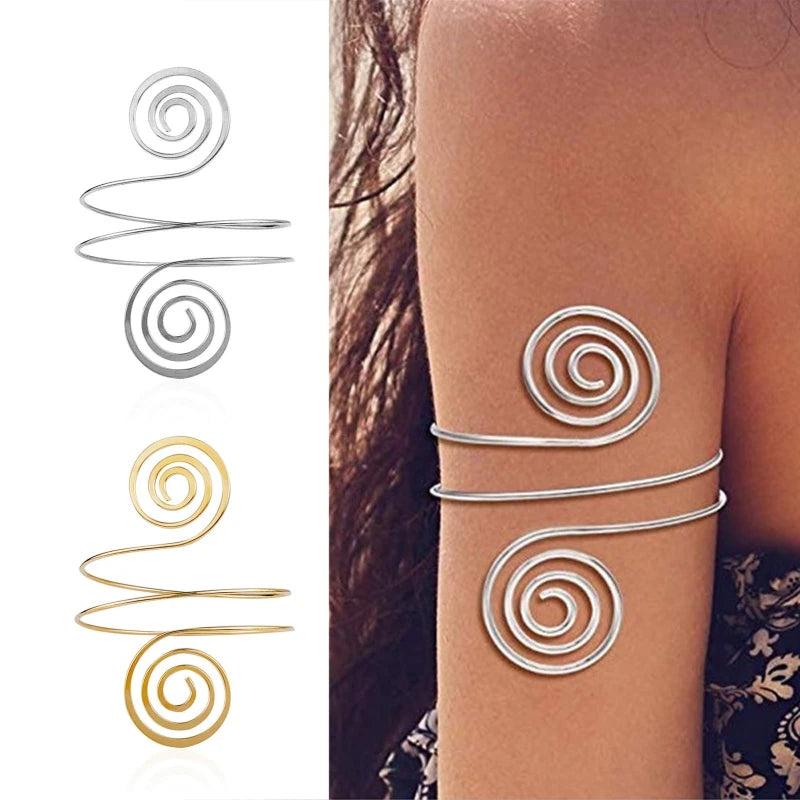 Spiral Arm Cuff Swirl Bangle Bracelet Egyptian Costume Accessory