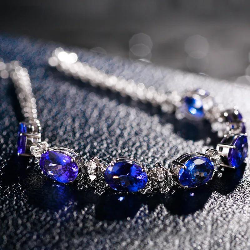 925 Silver Bracelet Sapphire Wedding Jewelry Gift