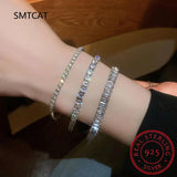 925 Silver D Moissanite Tennis Bracelet Square Diamond Bangle