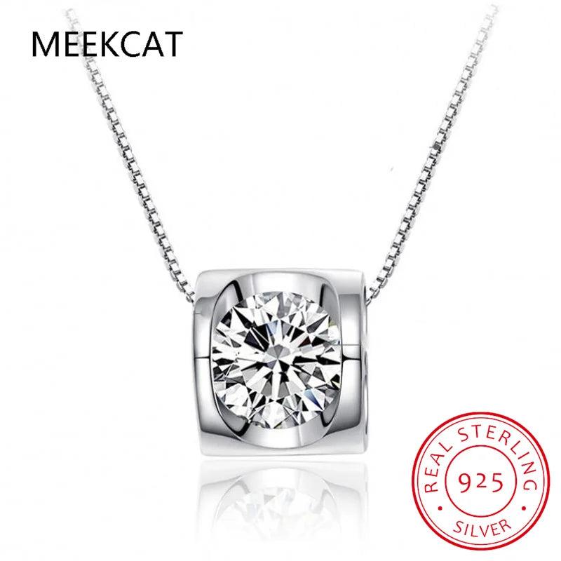 3CT Round Cut Moissanite Solitaire Pendant Necklace 925 Sterling Silver