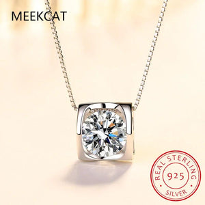 3CT Round Cut Moissanite Solitaire Pendant Necklace 925 Sterling Silver