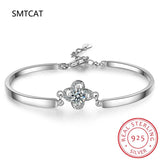 1Ct Moissanite Clover Bracelet 925 Silver Chain Charms For Women