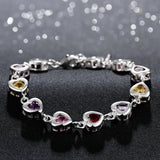 925 Silver Rainbow Heart Moissanite Diamond Bracelet Bangle