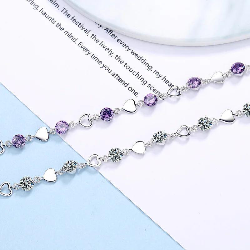 925 Silver Heart Cut Moissanite Diamond Bracelet Bangle