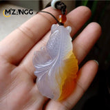 Chalcedony Goldfish Pendant Hand Carved Lucky Blessing Necklace