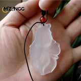 Chalcedony Goldfish Pendant Hand Carved Lucky Blessing Necklace