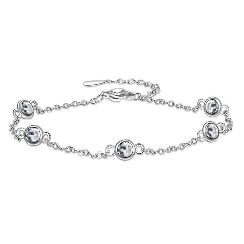 925 Silver Multicolour Moissanite Gemstone Chain Bracelet Bangle
