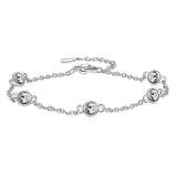 925 Silver Multicolour Moissanite Gemstone Chain Bracelet Bangle