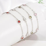 925 Silver Multicolour Moissanite Gemstone Chain Bracelet Bangle