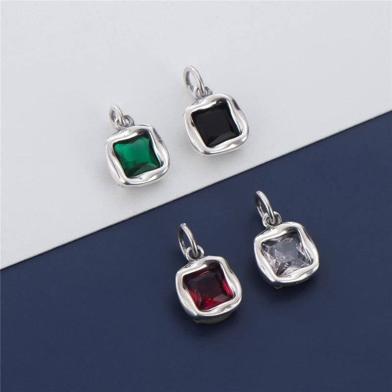 Zircon Square Diamond Pendant Silver Necklace Pendant