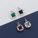 Zircon Square Diamond Pendant Silver Necklace Pendant