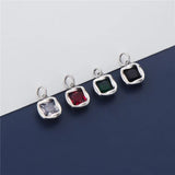 Zircon Square Diamond Pendant Silver Necklace Pendant