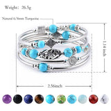 Turquoise/Tigereye Winding Bracelet Multi-Circle Layered Stone Beaded Bracelet