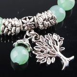 Green Natural Aventurine Stone 8mm Beaded Strand Bracelet Tree Of Life Charm