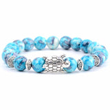 Turtle Animal Charm Beaded Bracelet Agate Turquoise Jewelry