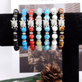 Turtle Animal Charm Beaded Bracelet Agate Turquoise Jewelry