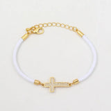 Colorful Cross Heart Charm Bracelet with Zirconia