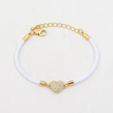 Colorful Cross Heart Charm Bracelet with Zirconia