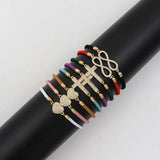 Colorful Cross Heart Charm Bracelet with Zirconia