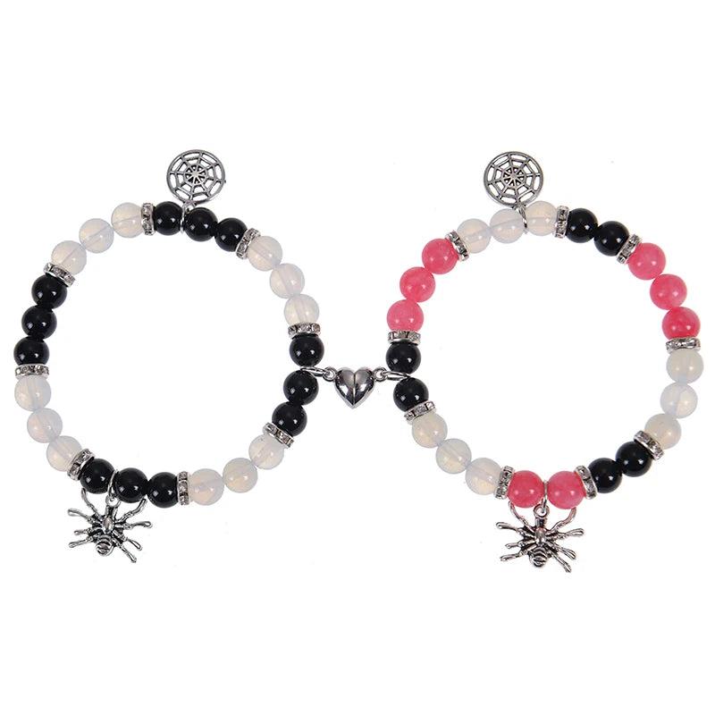 Spider Couple Bracelets for Women Spider Web Crystal Beads Bracelet