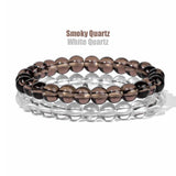Smoky Quartz Bracelet 2Pcs Natural Stone 8mm Beads Bangle