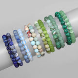 Smoky Quartz Bracelet 2Pcs Natural Stone 8mm Beads Bangle
