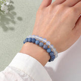Smoky Quartz Bracelet 2Pcs Natural Stone 8mm Beads Bangle