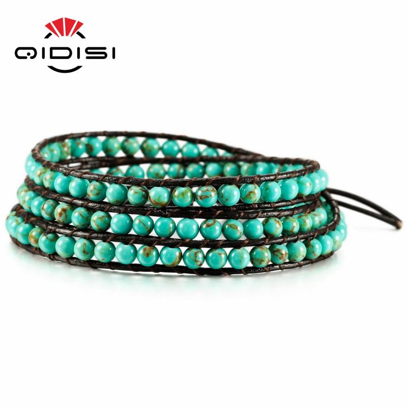 Leather Bracelet Bangle Cuff Rope for Women Boys Kids 4MM Beads