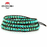 Leather Bracelet Bangle Cuff Rope for Women Boys Kids 4MM Beads