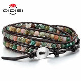 Leather Bracelet Bangle Cuff Rope for Women Boys Kids 4MM Beads