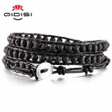 Leather Bracelet Bangle Cuff Rope for Women Boys Kids 4MM Beads