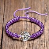 Natural Stone Yoga Wrap Bracelet Amethyst Tree of Life Charm