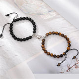 Retro Romantic Couple Pair Stone Beads Magnet Bracelet Gift