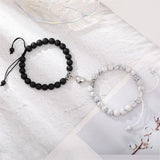 Retro Romantic Couple Pair Stone Beads Magnet Bracelet Gift