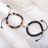 Retro Romantic Couple Pair Stone Beads Magnet Bracelet Gift