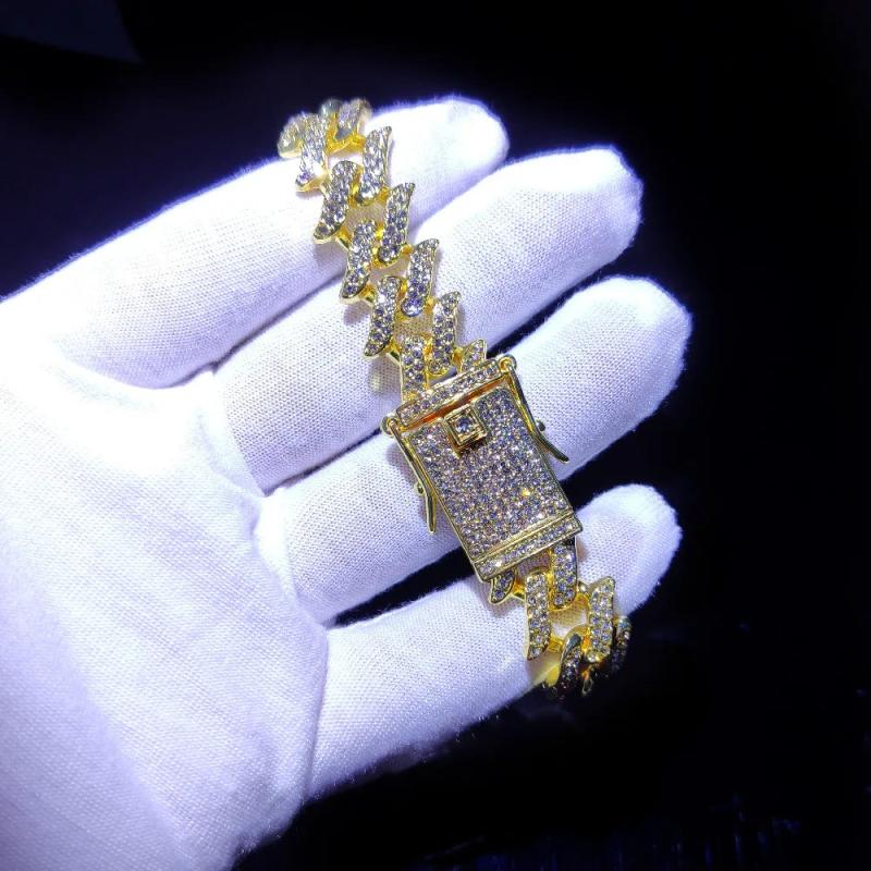 TopBling Iced Out Cuban Link Chain Bracelet Rhinestone Hip Hop Jewelry