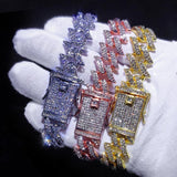 TopBling Iced Out Cuban Link Chain Bracelet Rhinestone Hip Hop Jewelry
