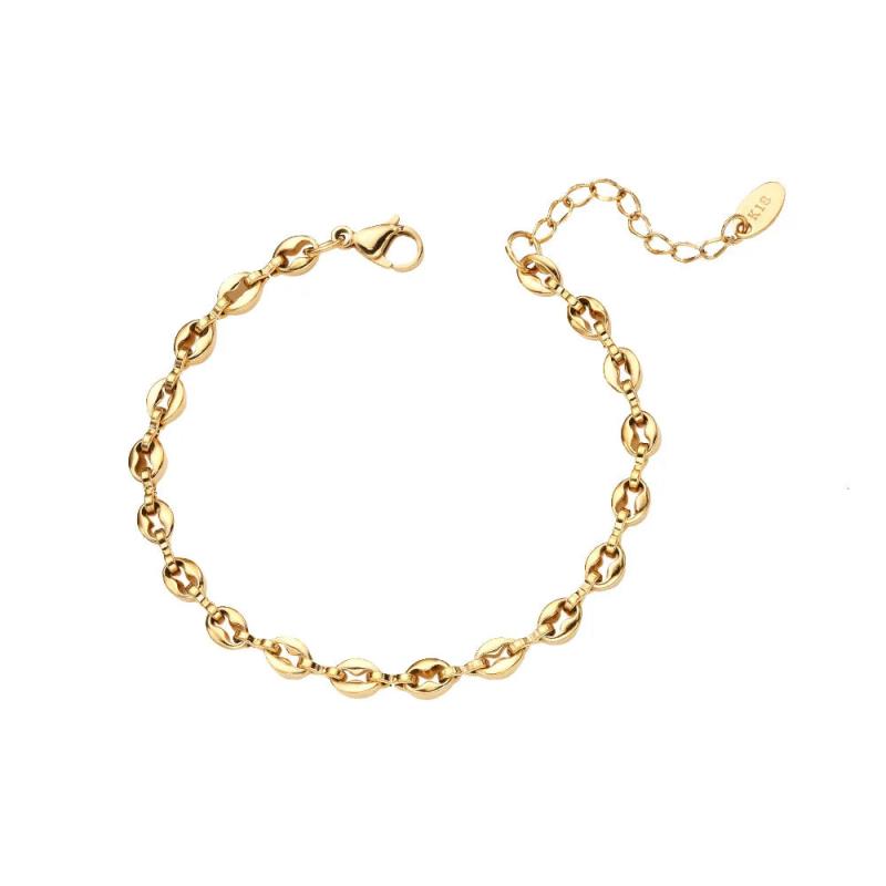 Stainless Steel Pig Nose Coffee Beans Chain Bracelet