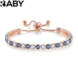 925 Silver 18K Rose Multi Zircon Bracelet Wedding Crystal Charm Jewelry