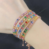 925 Silver 18K Rose Multi Zircon Bracelet Wedding Crystal Charm Jewelry